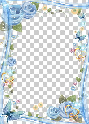 Quinceañera frame Photography Party Birthday, BLUELOVER Frame, blue and green floral digital frame PNG clipart