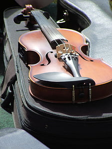 brown violin on bag during daytime thumbnail