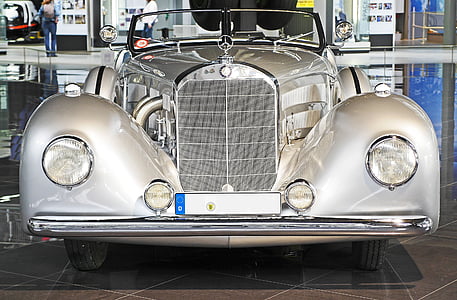 classic silver Mercedes-Benz coupe in close-up photo thumbnail