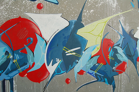 blue, yellow, and red graffiti art thumbnail