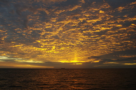 ocean under gray and yellow clouds during sunset thumbnail