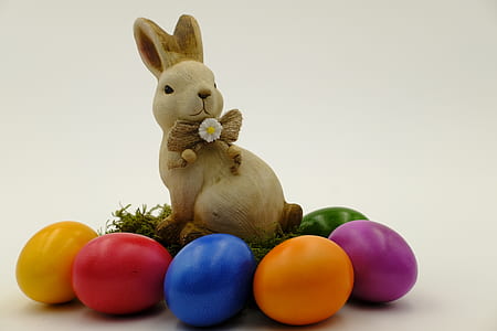 brown rabbit with eggs figurine thumbnail