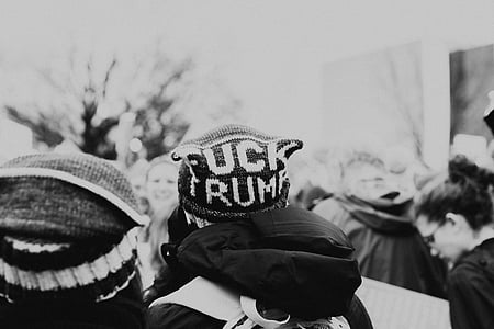 black, white, monochrome, people, trump, black and white thumbnail