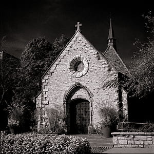 chapel grayscale photography thumbnail
