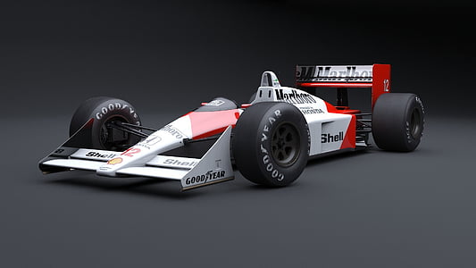 red and white Marlboro Formula 1 car on black surface thumbnail