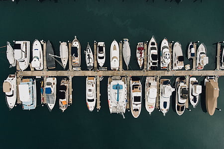aerial photo of docked ships thumbnail