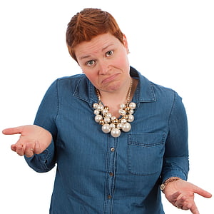person in white pearl necklace doing hand gesture thumbnail