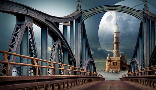 gray and brown bridge and brown lighthouse thumbnail