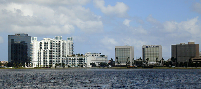 Australian Avenue skyline on Clear Lake at West Palm Beach, Florida thumbnail