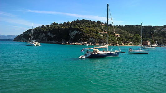 blue and white sailboat on water thumbnail