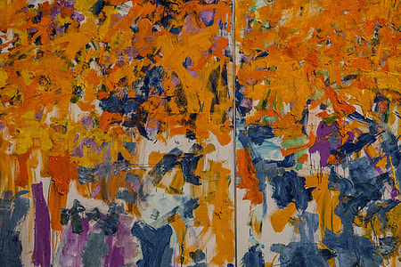 Close-up shot of coloured paint texture, image captured in an art gallery in New York thumbnail