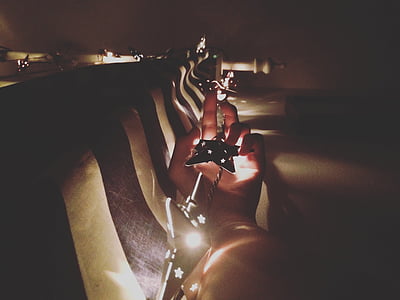 curtain, curtain rod, hand, lights thumbnail