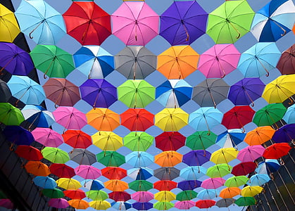 low-angle photography of assorted-color umbrella lot thumbnail