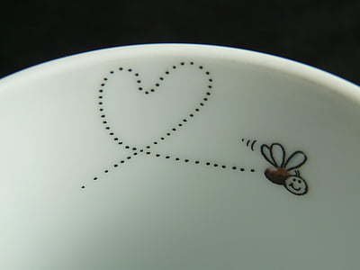white and black bee painted ceramic plate thumbnail
