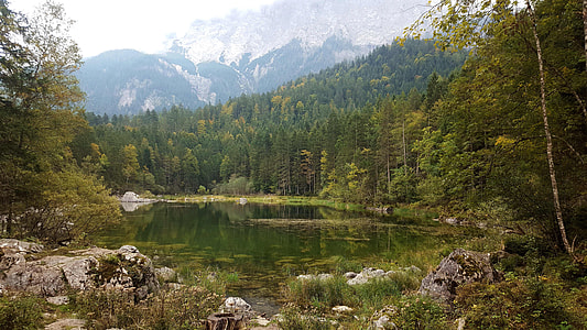 lake surrounded by green forest trees during daytime thumbnail