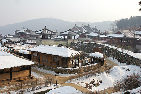 pagoda temples covered with snow thumbnail