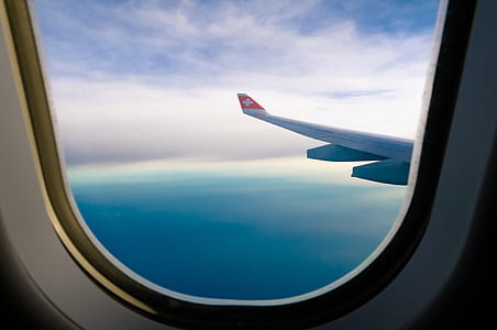 ocean from plane window view thumbnail
