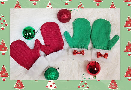 pair of green and red gloves thumbnail