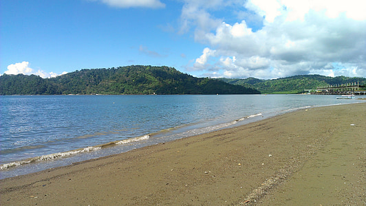 sea near mountain with trees at daytime thumbnail