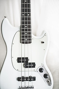 white electric 4-string bass guitar thumbnail