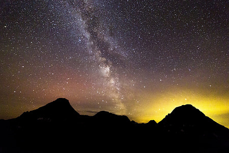Milky way above the mountains at Glacier National Park, Montana thumbnail