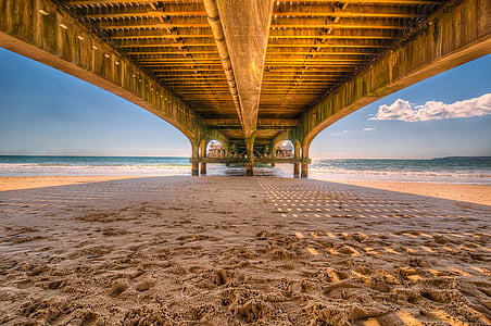 brown wooden dock near beach during daytime thumbnail
