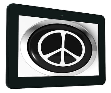 Peace Sign Tablet Showing Love Not War thumbnail