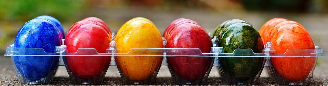 selective focus photography of assorted-color egg tray thumbnail