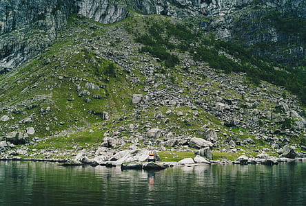 mountain peak near body of water thumbnail