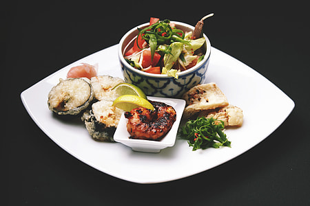 Japanese dinner on plate thumbnail