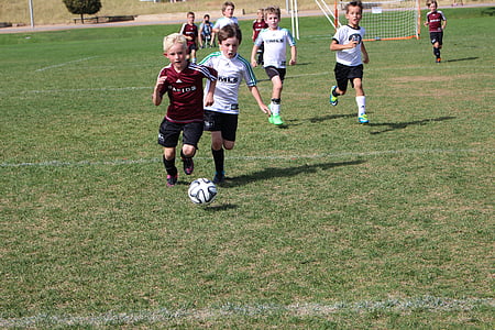 group of children playing soccer thumbnail