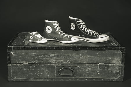 three black Converse All Star shoes on chest box thumbnail