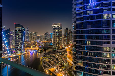 bird's-eye photography of city by night thumbnail