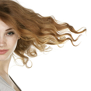half portrait photography of woman with curly blonde hair thumbnail