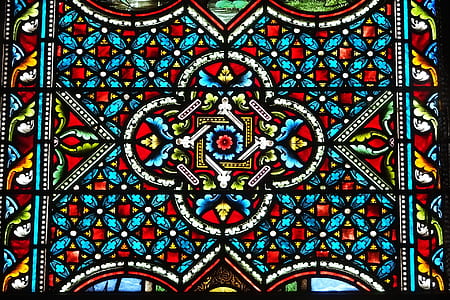 multicolored floral stained glass window thumbnail