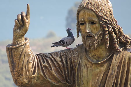 pigeon on Jesus Christ statue thumbnail