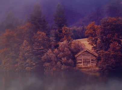 photo of brown wooden house surround by trees thumbnail