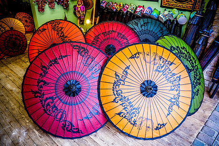 six assorted color umbrellas thumbnail