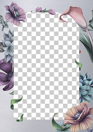 Wedding invitation Paper Idea, Beautiful flowers border, pink and blue flowers illustration PNG clipart