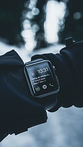 space gray Apple Watch with black sports band thumbnail