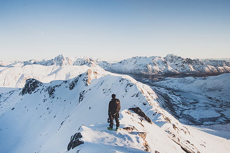 man standing on snow-covered mountain thumbnail