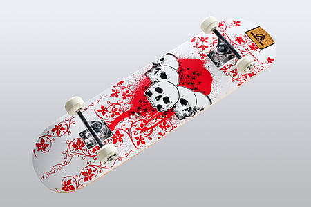 white, red, and black floral skateboard thumbnail