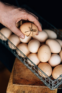 Wire mesh basket with fresh farm eggs thumbnail