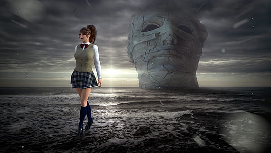 woman wearing gray and white uniform thumbnail