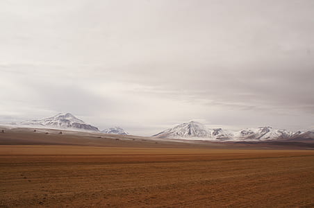 brown field near mountain at daytime thumbnail