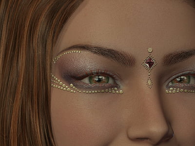 woman with rhinestone studded under her eyes thumbnail