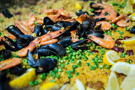 Seafood paella close up thumbnail