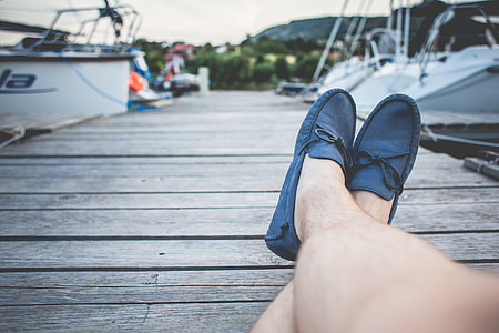 Blue Leather Boat Shoes thumbnail