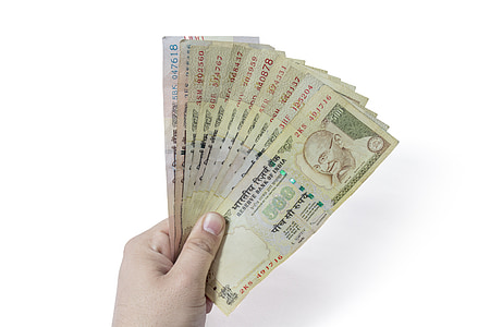 person holding stack of 500 Indian rupee banknotes thumbnail