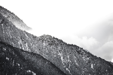 grayscale photo of mountains thumbnail